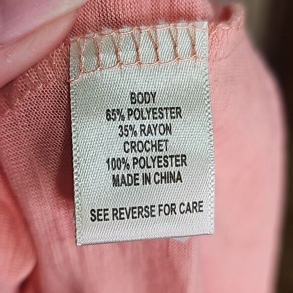 Top by Self esteem Crocheted Off Shoulder Pink Adj Straps Size XL - Picture 4 of 5